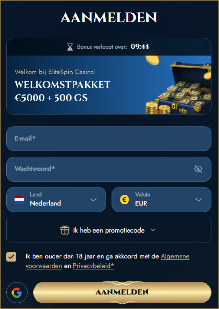 EliteSpin Casino Registreren